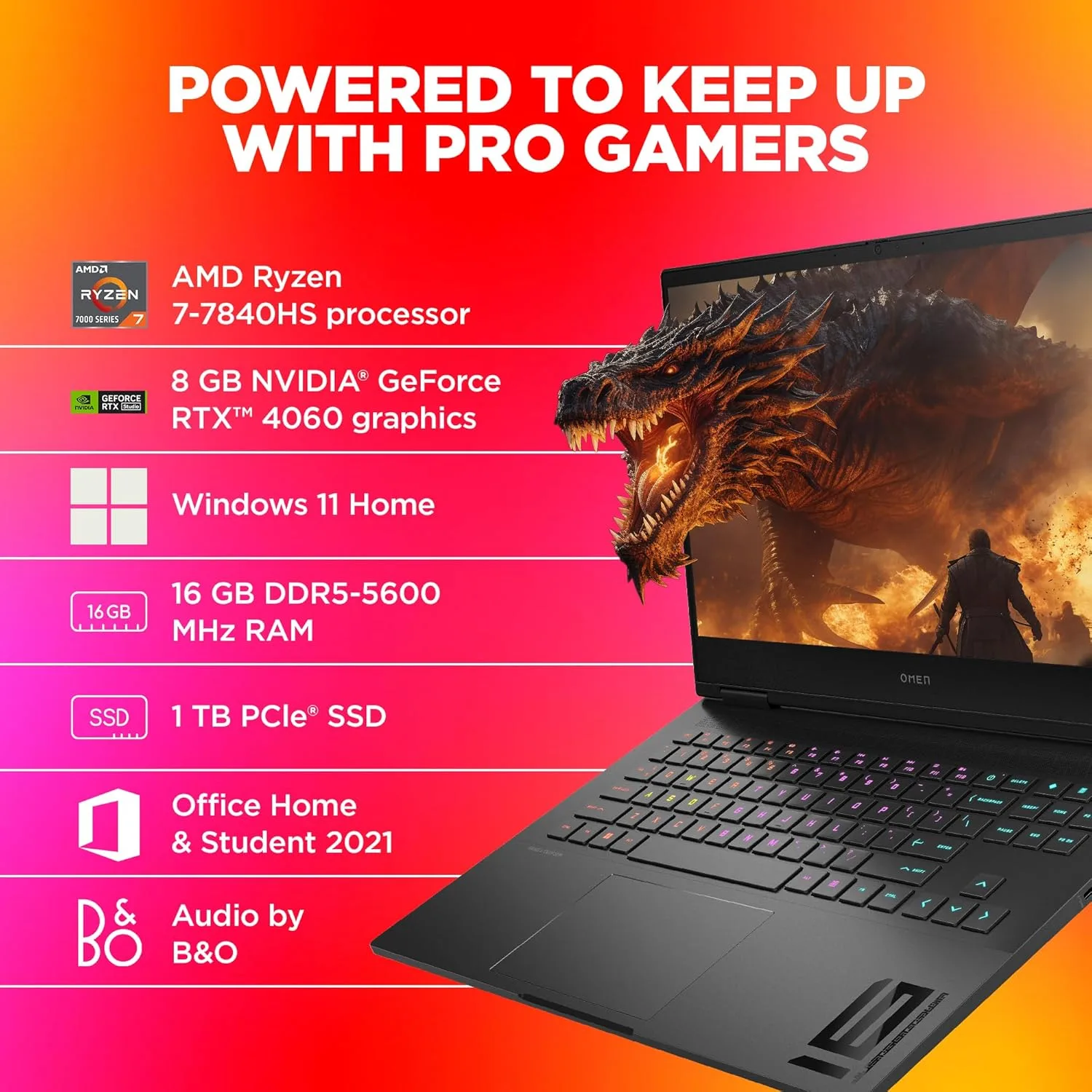 (Refurbished) HP Omen 16.1" Gaming - Ryzen 7 7840HS, RTX 4060 8GB, 16GB RAM, 1TB SSD, 165Hz | Excellent Condition - Image 4